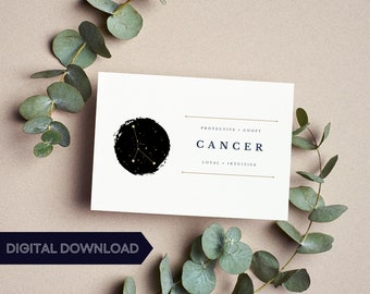 Cancer Birthday Card, Cancer Greeting Card, Cancer Zodiac Sign Postcard, Cancer Horoscope Stationary, Cancer Constellation