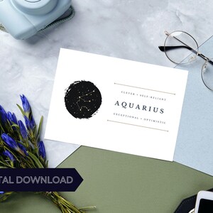 Carte d'anniversaire Verseau, carte de voeux Verseau, carte postale signe du zodiaque Verseau, Horoscope Verseau stationnaire, Constellation du Verseau