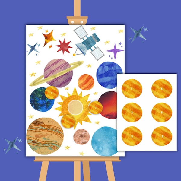 Solar System Birthday Party Game - Pin the Sun in Outer Space, Birthday Party Instant Download, Space Theme Birthday, Astronaut Activity