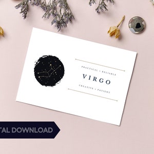 Virgo Birthday Card, Virgo Greeting Card, Virgo Zodiac Sign Postcard, Virgo Horoscope Stationary, Virgo Constellation
