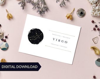 Virgo Birthday Card, Virgo Greeting Card, Virgo Zodiac Sign Postcard, Virgo Horoscope Stationary, Virgo Constellation