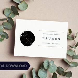 Taurus Birthday Card, Taurus Greeting Card, Taurus Zodiac Sign Postcard, Taurus Horoscope Stationary, Taurus Constellation