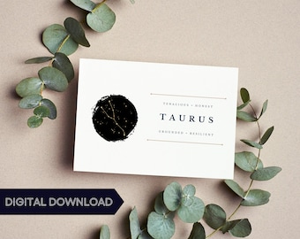 Taurus Birthday Card, Taurus Greeting Card, Taurus Zodiac Sign Postcard, Taurus Horoscope Stationary, Taurus Constellation
