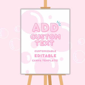 Benutzerdefiniertes Zeichen Bubble Thema Geburtstagsparty - anpassbare Bubble Party Sofortiger Download, bearbeitbares Canva Bubble Geburtstagsschild