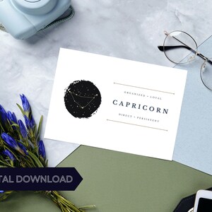 Capricorn Birthday Card, Capricorn Greeting Card, Capricorn Zodiac Sign Postcard, Capricorn Horoscope Stationary, Capricorn Constellation