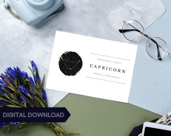 Capricorn Birthday Card, Capricorn Greeting Card, Capricorn Zodiac Sign Postcard, Capricorn Horoscope Stationary, Capricorn Constellation