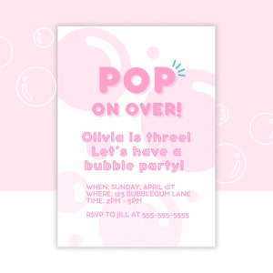Pop On Over! Bubble Theme Geburtstagsparty Einladung - Anpassbare Geburtstagsparty Sofortiger Download