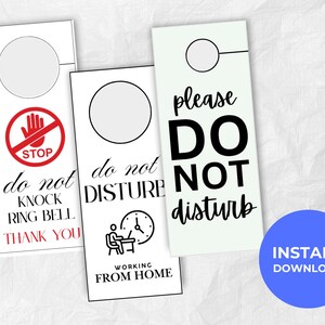 Printable Do Not Disturb Door Hanger Sign, Working From Home Do Not Disturb Doorhanger Printable Sign, Digital Download Printable Sign