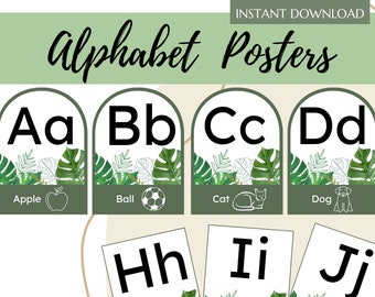 Tropical Alphabet Posters - Printable Classroom Alphabet - Instant Download - Alphabet for the Classroom - Classroom Decor