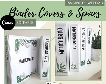 Botanical Binder Covers - Tropical Leaves - Editable - A4 and Letter Binder Covers and Spines - Botanical Classroom Decor