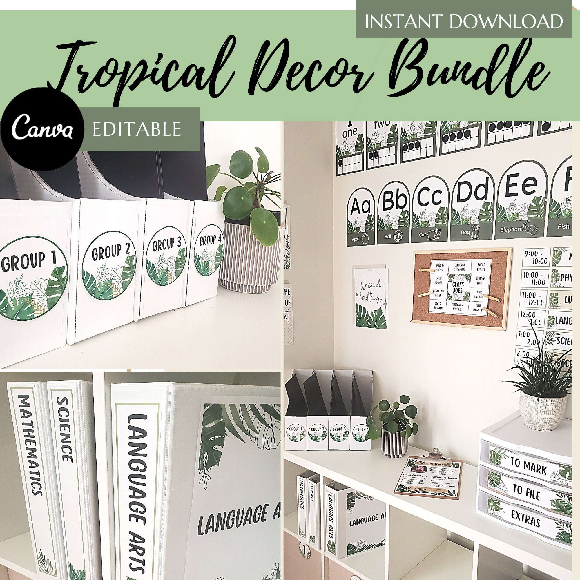 BUNDLE Tropical Botanical Classroom Decor Bundle Tropical Classroom