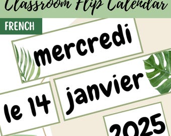 Franse flipkalender planten klaslokaal - tropische bladeren - klasdecor en display - zakkalender - botanisch