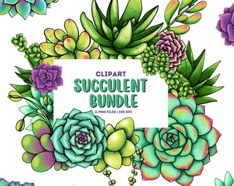 Succulent Clipart Bundle, Plantes Clipart, Clipart botanique, Art succulent, PNG botanique, PNG succulent, PNG végétal, Utilisation commerciale