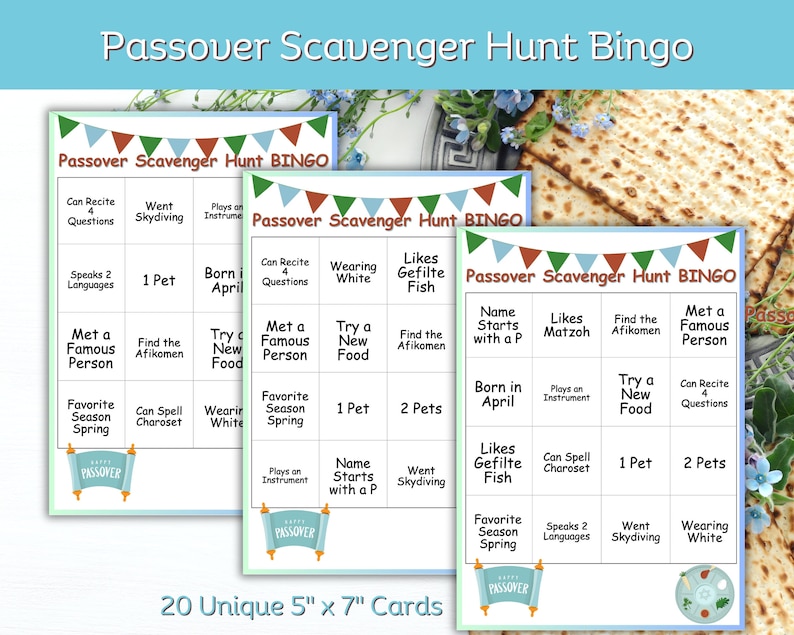 Passover Game, Scavenger Hunt, Bingo, Passover Party Theme, Games for ...