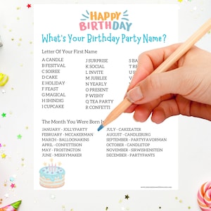 What&#39;s Your Name Game, What&#39;s Your Birthday Party Name, Birthday Game, Kids Birthday Party Theme, Classroom Game, Homeschool Game