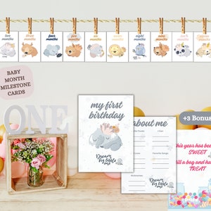 Cartes de naissance mensuelles des 12 jalons, Premier anniversaire, À propos de moi, Panneau de table de bonbons, Bonne fête des mères, Cadeau pour maman, Cadeau pour fille