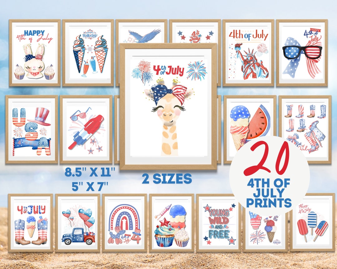 4th of July Gallery Wall Art Set: Patriotic Summer Prints (digital ...
