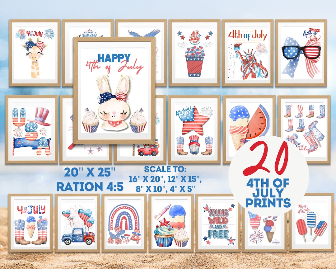 4th of July Gallery Wall Art Set: Summer USA Prints (digital Download ...