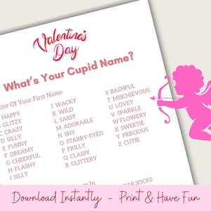 Valentine&#39;s Day Printable Games, Valentines Day Class Party Games, Valentines Printouts, Kids Party Games, Homeschool Games, Cupid Name