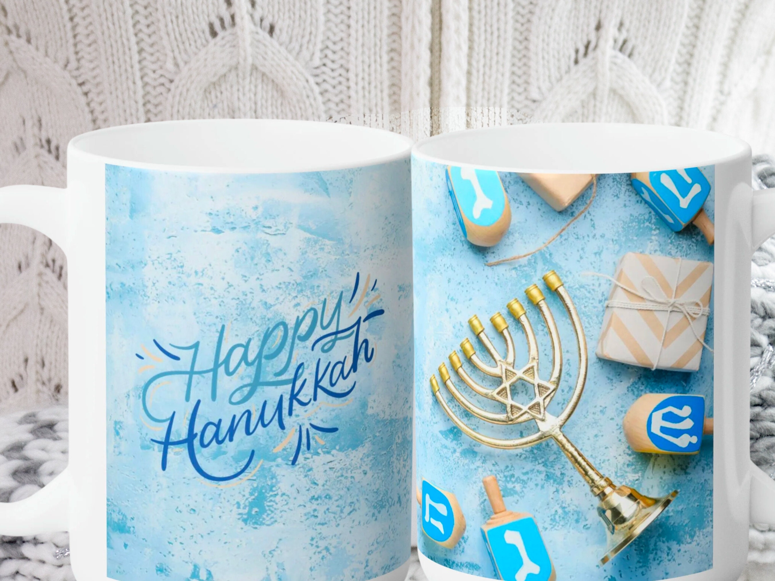 Happy Hanukkah Mug, Happy Hanukkah, Hanukkah Gifts, Gifts For Her, Gifts For Kids, Jewish Mug, Chanukkah Gifts, Ceramic Mug 15oz