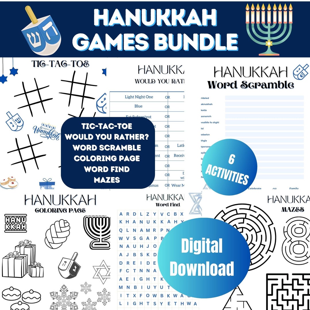 6 Hanukkah Printable Games Hanukkah Party Games Printable - Etsy