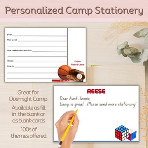 Summer Camp Notes, Summer Camp Letter, Camp Notes For Kids, Personalized Thank You Note, Custom Notes, Camp Stationery, DIGITAL DOWNLOAD