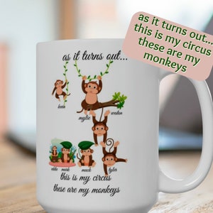 This is my circus, These are my monkeys, Personalized Family Mugs, Personalized Name Mugs, Custom Gifts, Christmas Mug, 15 oz Ceramic Mug