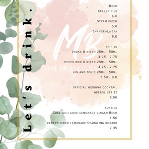 Custom Wedding Menu Designs