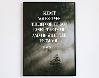 James 4:7 / Bible Verse Wall Art / Bible Verse Printable / Digital Download / Home Decor / Bible Verse Quotes / Christian Gift
