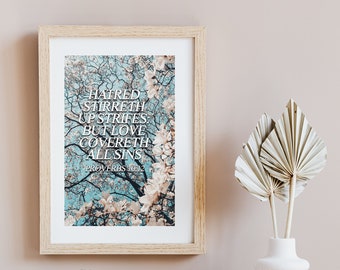 Proverbs 10:12 / Bible Verse Wall Art / Bible Verse Printable / Digital Download / Home Decor / Bible Verse Quotes / Christian Gift
