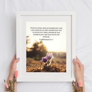 1 Corinthians 3:6-7 / Bible Verse Wall Art / Bible Verse Printable / Digital Download / Home Decor / Bible Verse Quotes / Christian Gif