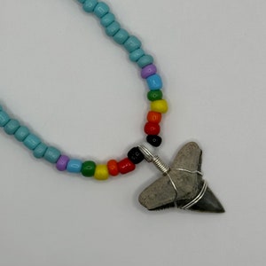 One of a kind Shark Tooth hand-wrapped silver on colorful Beaded Necklace | Beach Bum Supply Co