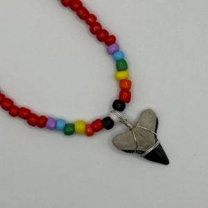 One of a kind Shark Tooth hand-wrapped silver on colorful Beaded Necklace | Beach Bum Supply Co