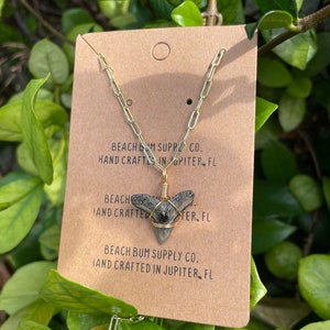 One of a kind Shark Tooth hand-wrapped on Gold oval chain Necklace | Beach Bum Supply Co