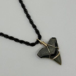 One of a kind Shark Tooth hand-wrapped on Black Twist Rope Chain Necklace | Beach Bum Supply Co