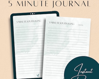 5 Minute Journaling Page Printable, Five Minute Journal Digital PDF, Aesthetic Journal Page