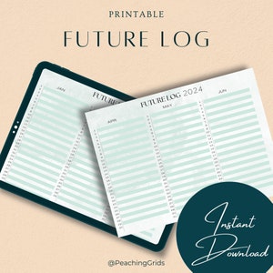 Future Log, Yearly Planner, Annual Overview, Quarterly Calendar, Year at a Glance