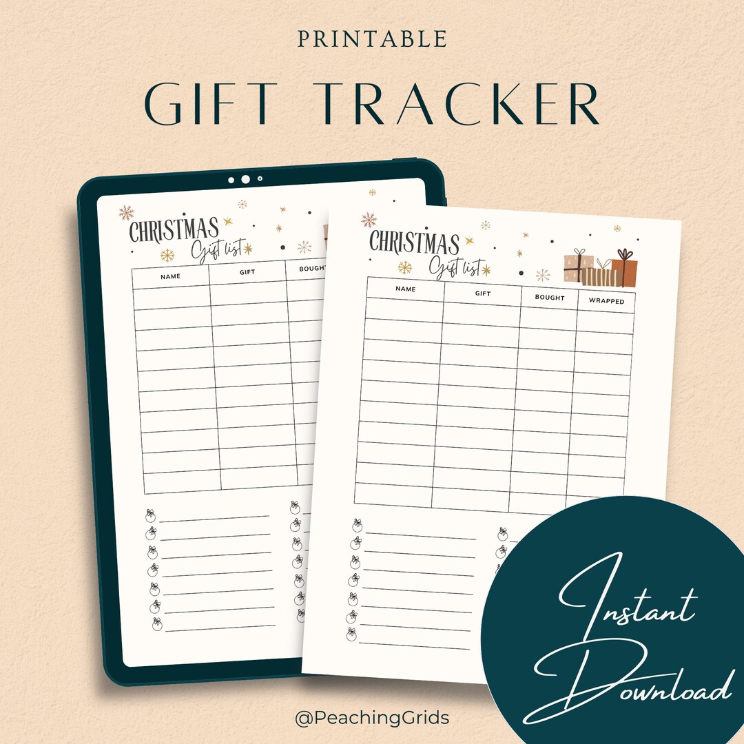 Gift Planner Printable Gift Ideas Gift Tracker Gift Shopping List