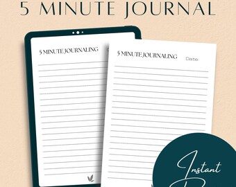 5 Minute Journaling Page Printable, Five Minute Journal Digital PDF, Aesthetic Journal Page, White Background