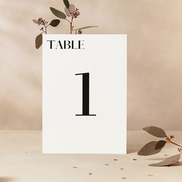 4x6 Minimalist Table Numbers, Includes up to 30 table cards for weddings, bridal showers, baby showers, dinners, events, Instant Download