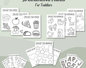 30 Coloring Pages for Young Kids! Coloring Pages, Animals, Numbers, Shapes, Kids Coloring, Fun and Cheap Activities for Kids