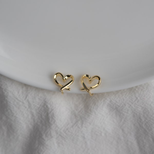 Heart Clip On Earrings Gold or White Gold, Invisible Clip On Earrings, Non Pierced Earrings, New Pain Free Clip Coil Design, Gifts For Her