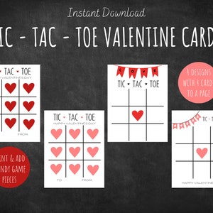 Tarjeta de San Valentín Tic Tac Toe / Tarjetas imprimibles del Día de San Valentín / San Valentín en el aula / Niños