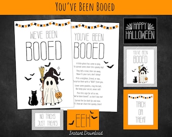 You’ve Been Booed Kit | Printable Boo Tags + Signs | Halloween Neighbor Gift | Instant Download