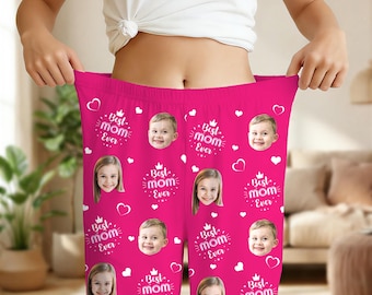 Custom Face Pajama Pants, Personalized Mother's Day Gift for Mom