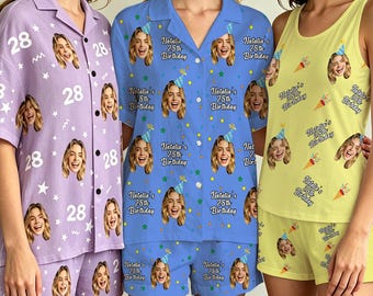 Custom Face Birthday Pajama Set: Personalized Photo And Text Pajamas,Birthday Gift