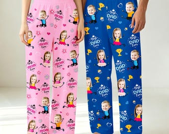 Personalized Photo Pajama Pants Socks, Custom Dad Mom Dad Gift, Family Lounge Bottoms