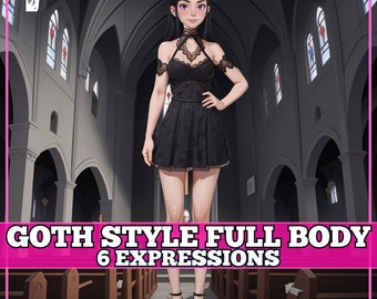 Cute PNGTuber Girl, Goth Full Body, Veadotube, PNG Tuber, Streaming, Twitch, Discord Reactive, YouTube Vtuber, Giftuber, Adopt Me Model