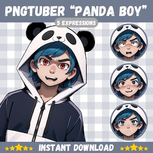 PNGTuber masculino, Panda Boy, Veadotube, PNG Tuber, Streaming, Twitch, Discord Reactive, YouTube Vtuber, Giftuber, Adopt Me Premade Model