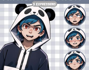 Male PNGTuber, Panda Boy, Veadotube, PNG Tuber, Streaming, Twitch, Discord Reactive, YouTube Vtuber, Giftuber, Adopt Me Premade Model